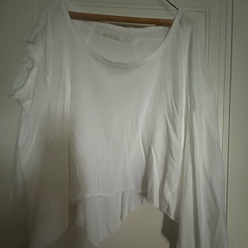 All Saints White Asymmetrical Long Sleeve Top